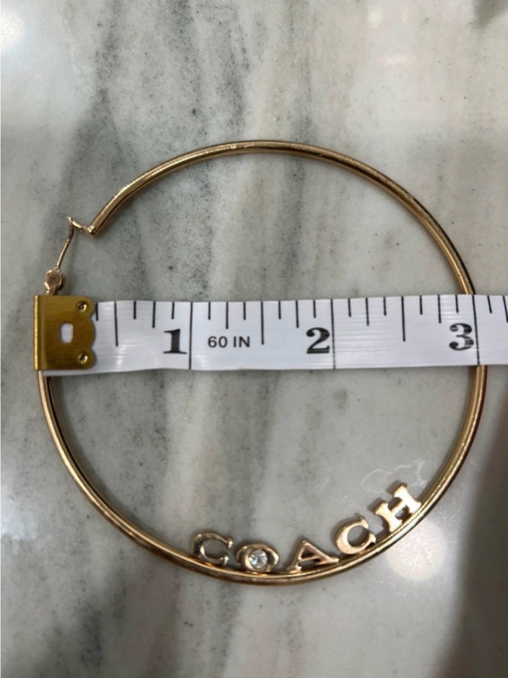 Coach Gold-Tone Hoop Earring with Logo Charm